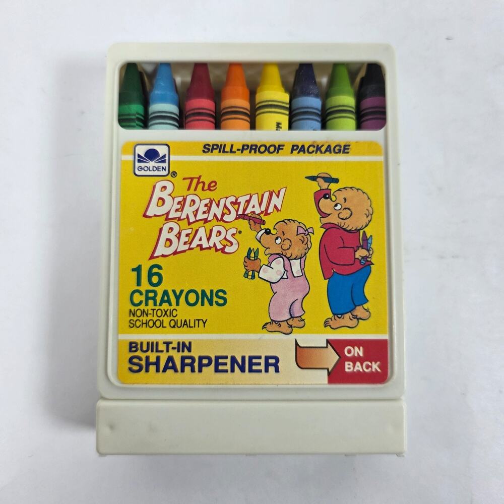 vintage 1991 The Berenstain Bears 16-count Built in Sharpener Spill proof box